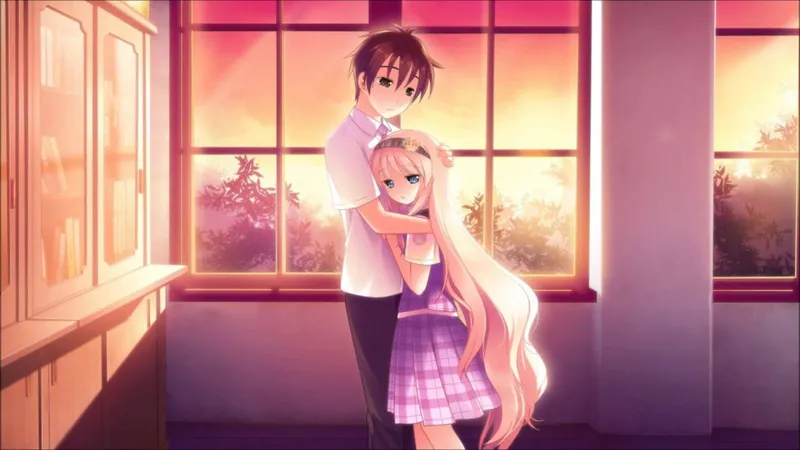 Cặp đôi anime trao nhau ánh nhìn lãng mạn dưới ánh nến Cặp đôi anime trao nhau ánh nhìn lãng mạn dưới ánh nến