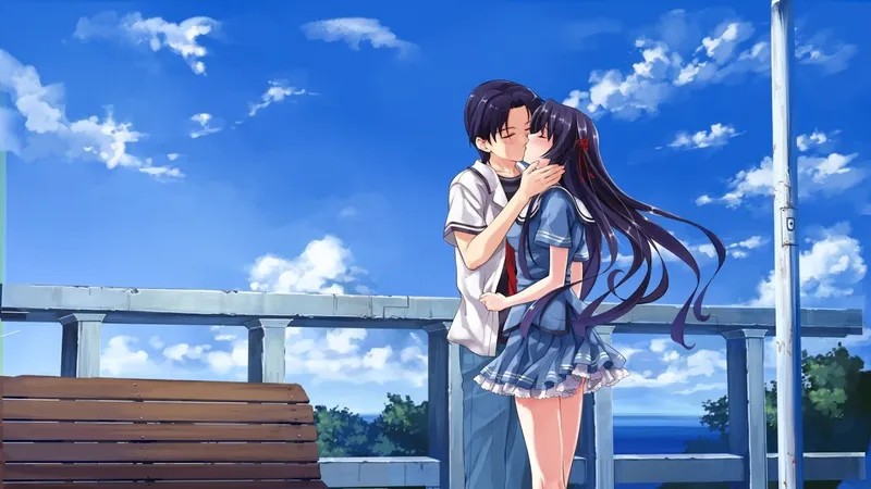 Hình nền anime cặp đôi lãng mạn trên chiếc thuyền nhỏ Hình nền anime cặp đôi lãng mạn trên chiếc thuyền nhỏ