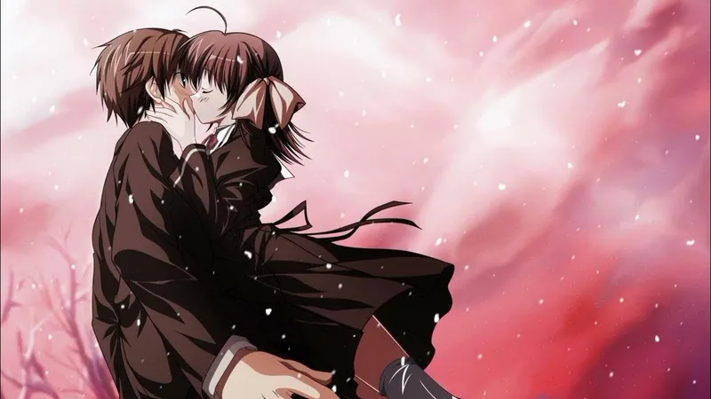 Cặp đôi anime tình cảm đứng bên cửa sổ nhìn ngắm trời mưa Cặp đôi anime tình cảm đứng bên cửa sổ nhìn ngắm trời mưa