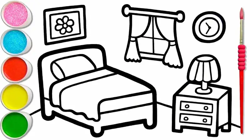 Tranh tô màu đồ nội thất giúp bé phát triển kỹ năng