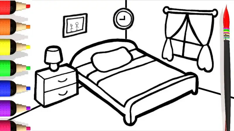 Tập tô tranh đồ nội thất trong không khí ấm cúng