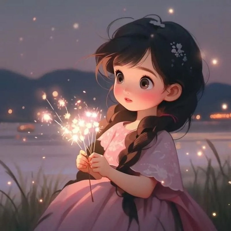 Tải ngay avatar chibi nữ cute màu hồng
