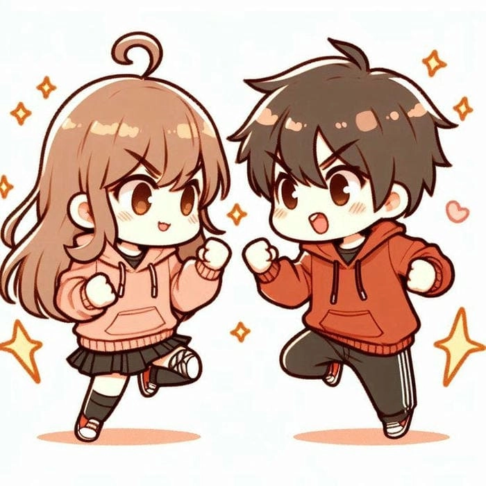 Phong cách lãng mạn với avatar chibi đôi cute