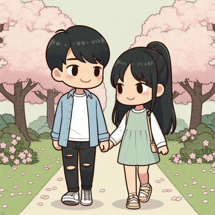 Trang trí tài khoản bằng avatar chibi cặp đôi hình cute