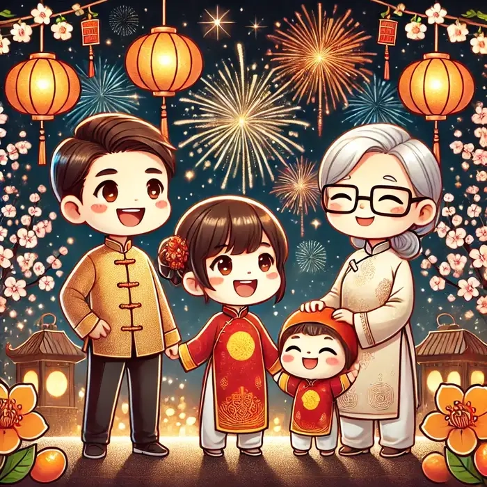 Tạo kỷ niệm đáng yêu với ảnh chibi tết ghép mặt