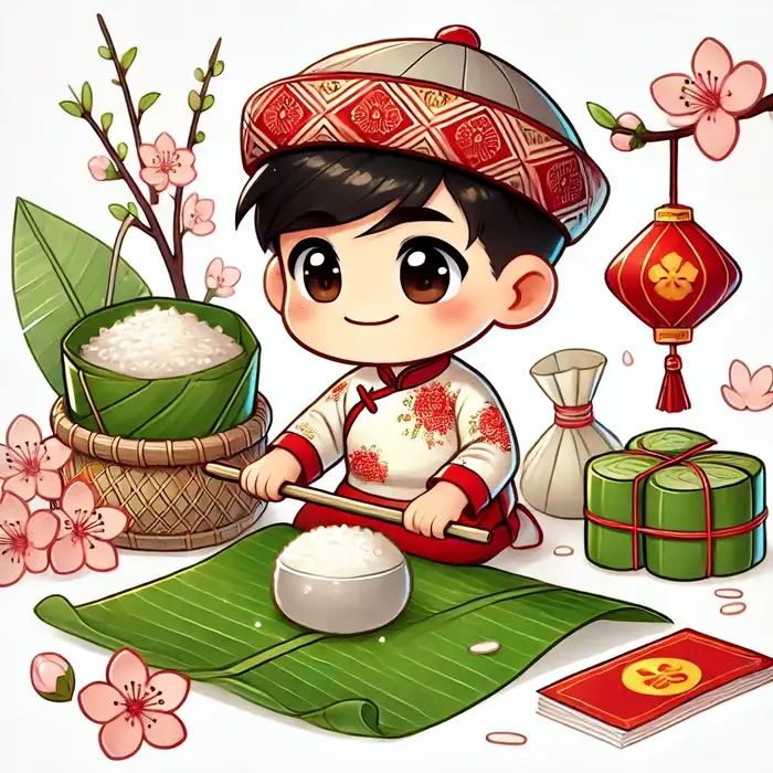Ghép mặt siêu dễ thương với chibi ghép mặt tết