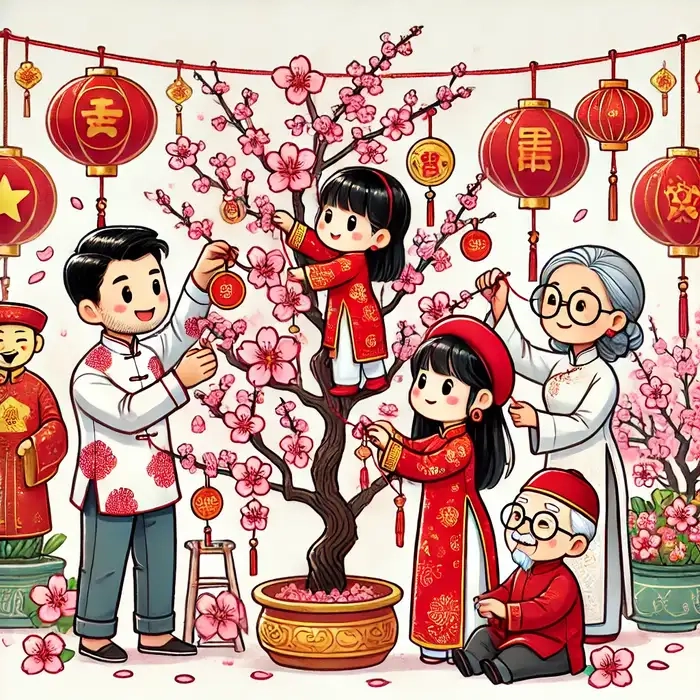 Mang xuân đến thật dễ thương với hình chibi tết cute