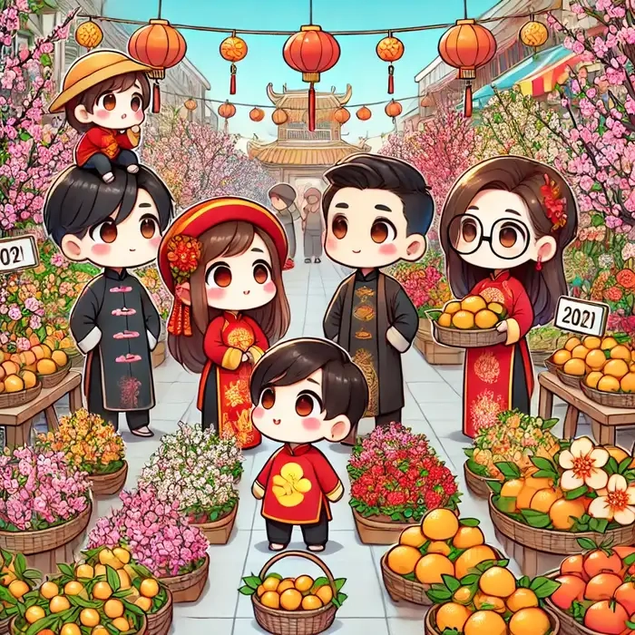 Gắn kết yêu thương qua ảnh gia đình tết chibi