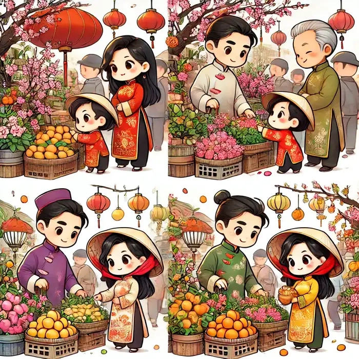 Đón Tết phong cách anime cùng anime chibi ngày tết