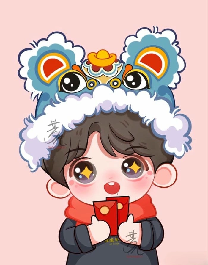 Tạo dấu ấn riêng với hình chibi ghép mặt tết