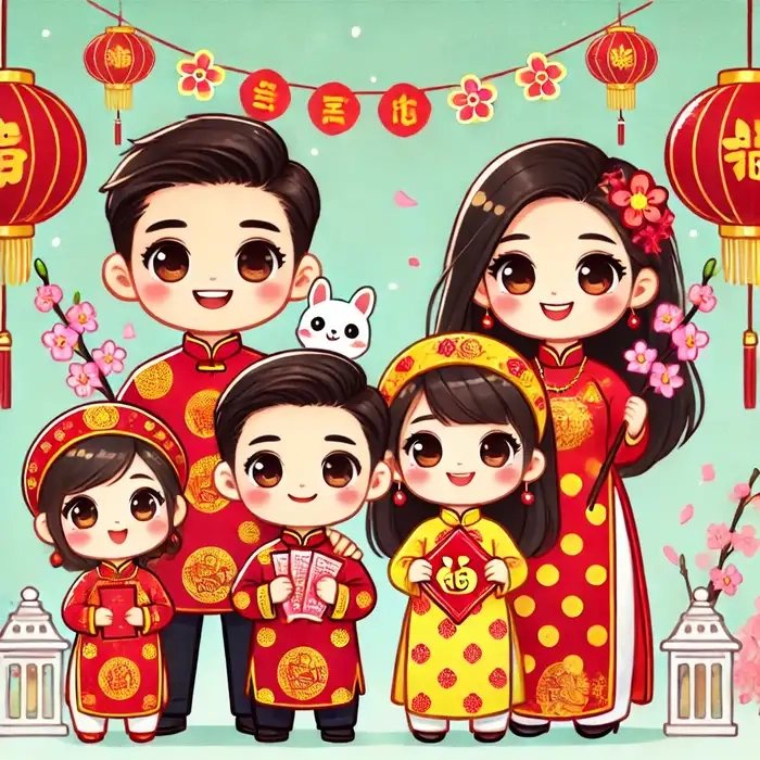 Làm quà cho bé yêu với hình chibi tết cho bé