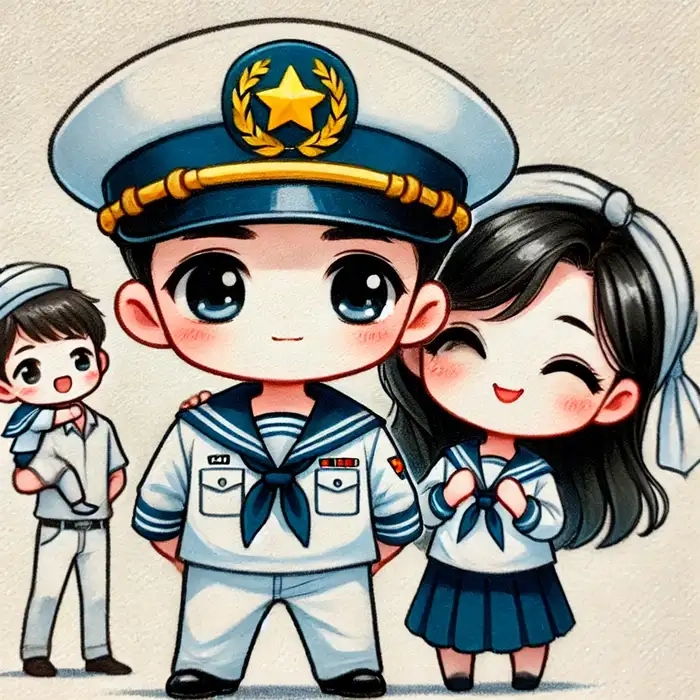 Ngắm tranh bộ đội hải quân chibi dễ thương