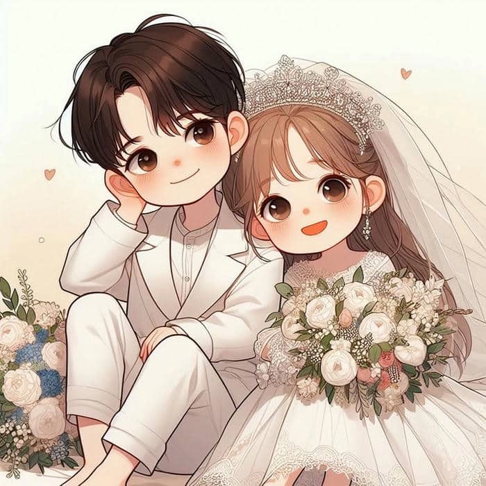 Bộ ảnh dễ thương về cô dâu chú rể chibi