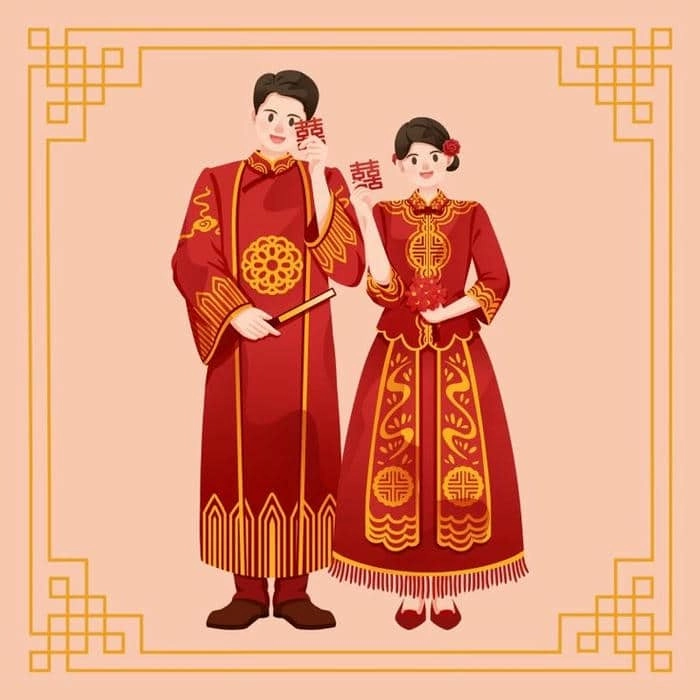 Bộ ảnh đẹp hình vẽ cô dâu chú rể chibi