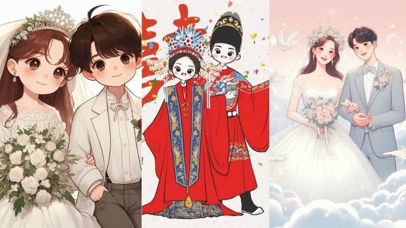 Thế nào là ảnh cô dâu chú rể chibi đẹp?