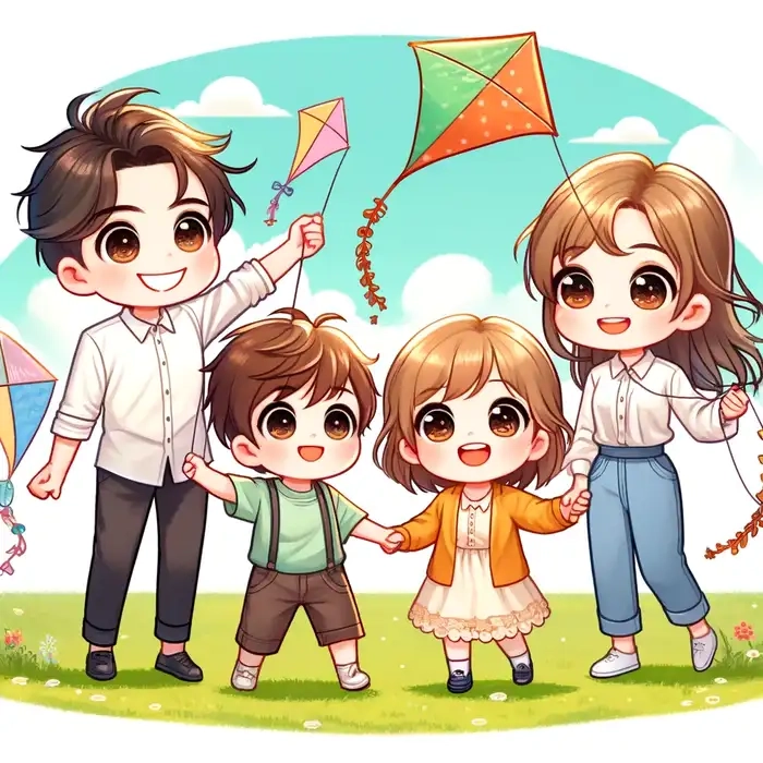 Ảnh gia đình hạnh phúc hoạt hình chibi vui vẻ ảnh gia đình hạnh phúc hoạt hình chibi