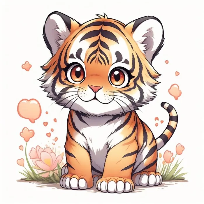 Hình nền ngộ nghĩnh cute hổ con dễ thương chibi