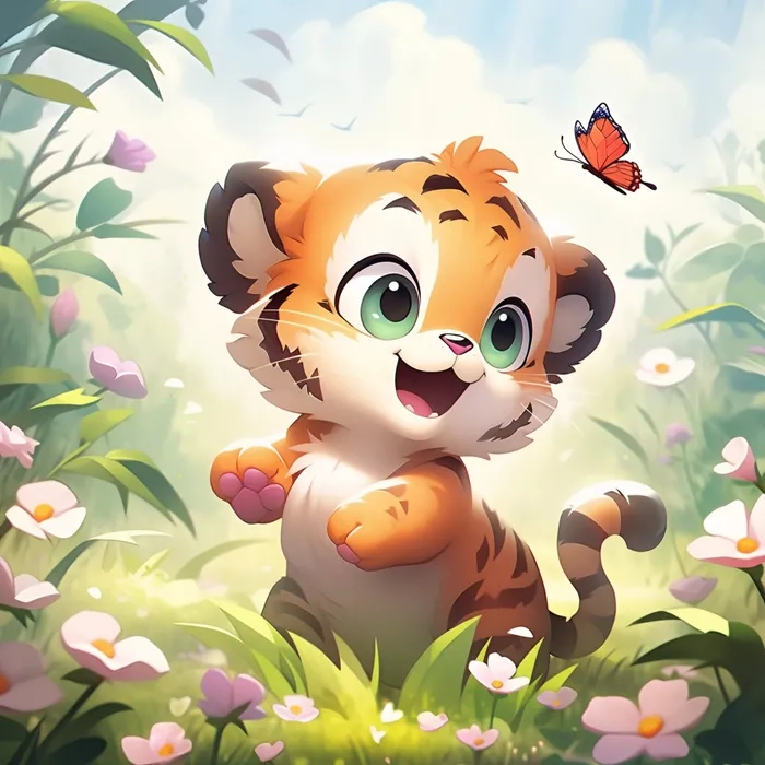 Trang trí thiết bị với hình nền con hổ chibi
