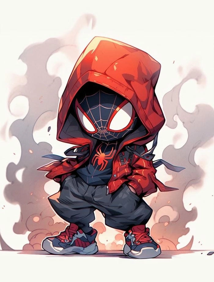 Bộ tranh nghệ thuật đẹp spider man chibi art