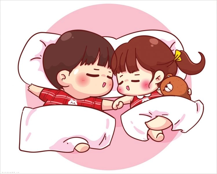 Ảnh chibi đôi thể hiện sự gắn kết dễ thương