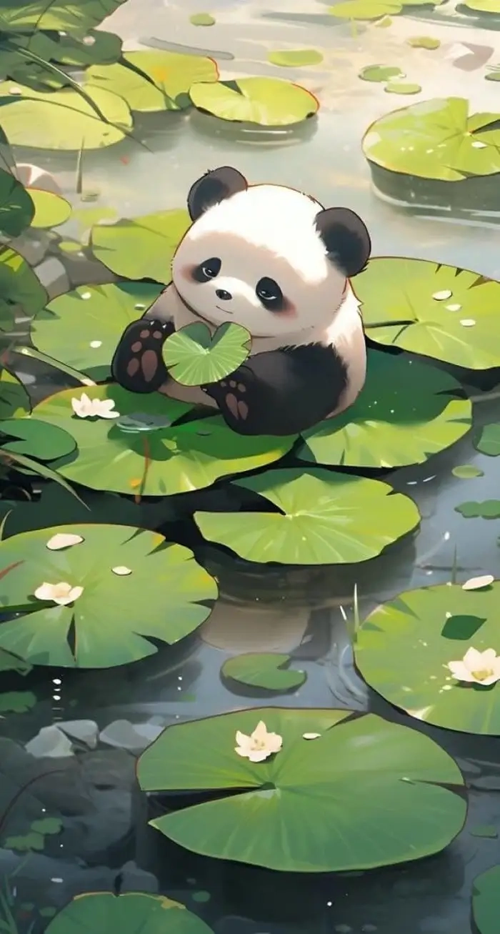 Chibi gấu trúc cute với biểu cảm cực dễ thương