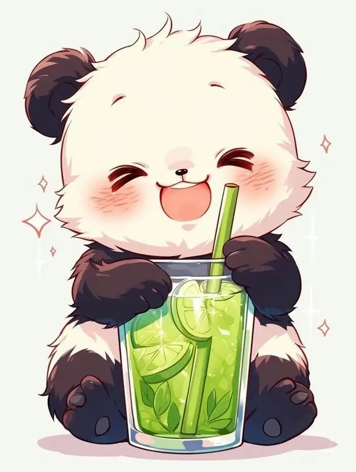 Panda cute chibi nhẹ nhàng trong từng biểu cảm