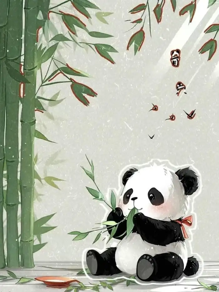 Hình panda chibi cực chất với màu sắc tươi tắn