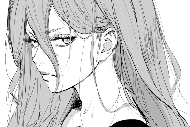 Avatar anime nữ trắng đen thể hiện cá tính bí ẩn