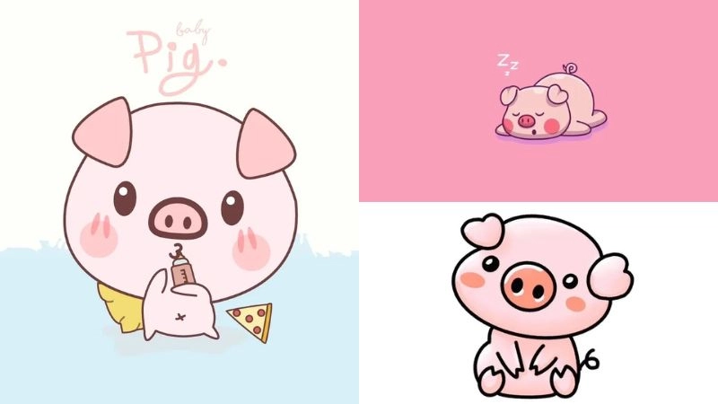 Hình ảnh heo con chibi dễ thương cực phẩm