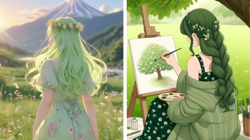 Hình ảnh nền màu xanh lá cây đầy thư giãn nhẹ nhàng