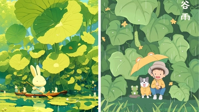 Ảnh màu xanh la nhẹ nhàng cho tâm hồn yên tĩnh