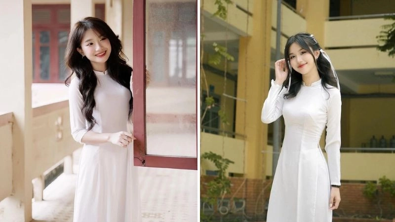 Avt nữ áo dài nhẹ nhàng đậm chất học sinh