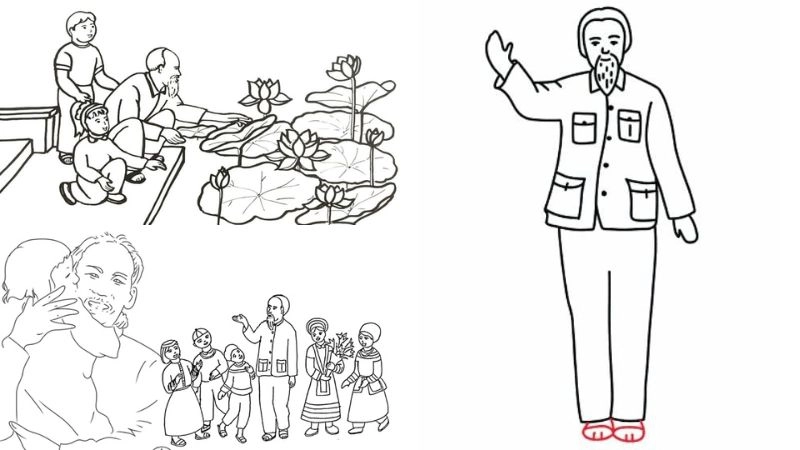 Tranh tô màu bác Hồ giản dị chân thật cảm động