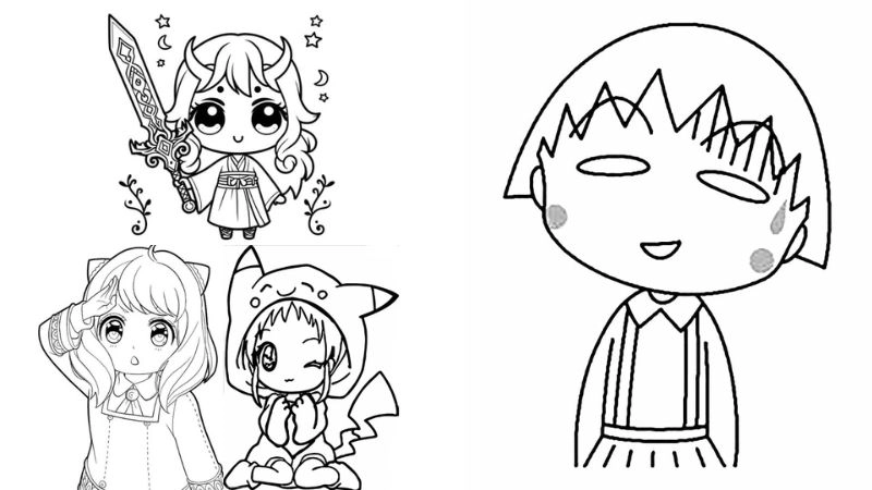 Tranh tô màu chibi cute cho bé gái cực xinh