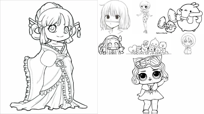 Tranh tô màu chibi dễ thương cho bé sáng tạo màu sắc