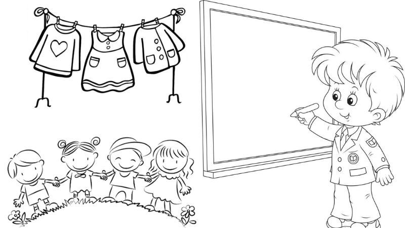 Tranh tô màu chủ đề bản thân cho bé sáng tạo