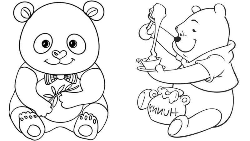 Tranh tô màu con gấu dễ thương dành cho bé