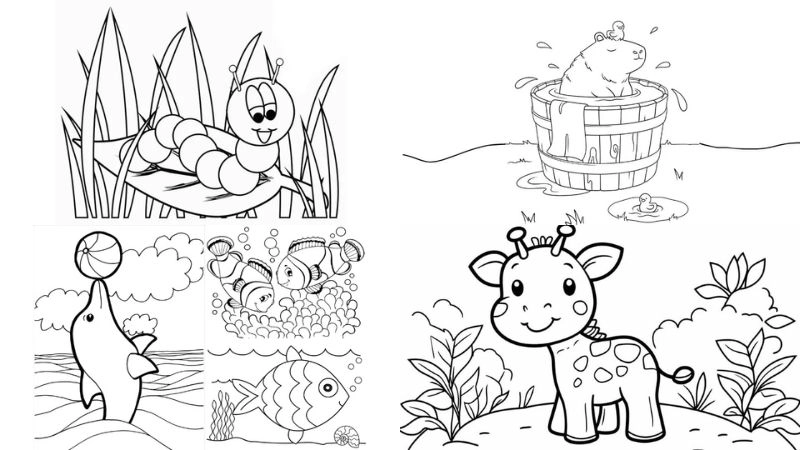 Tranh tô màu con vật sinh động cho bé tập tô