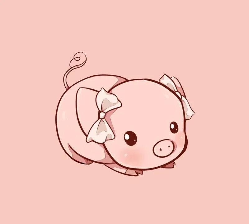 Hình con heo dễ thương chibi trong trẻo tinh khôi