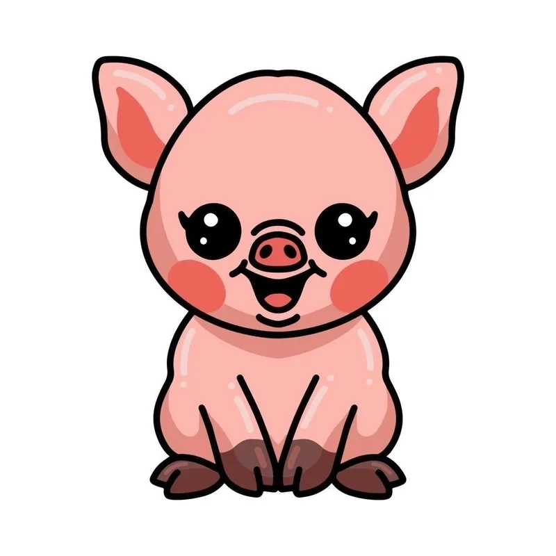 Hình con heo de thương chibi tràn đầy năng lượng