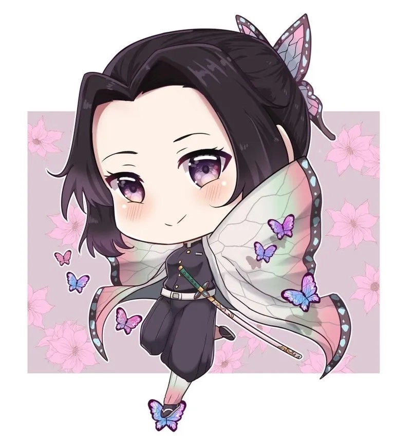 Vẽ Shinobu chibi cute theo kiểu cổ điển đáng yêu