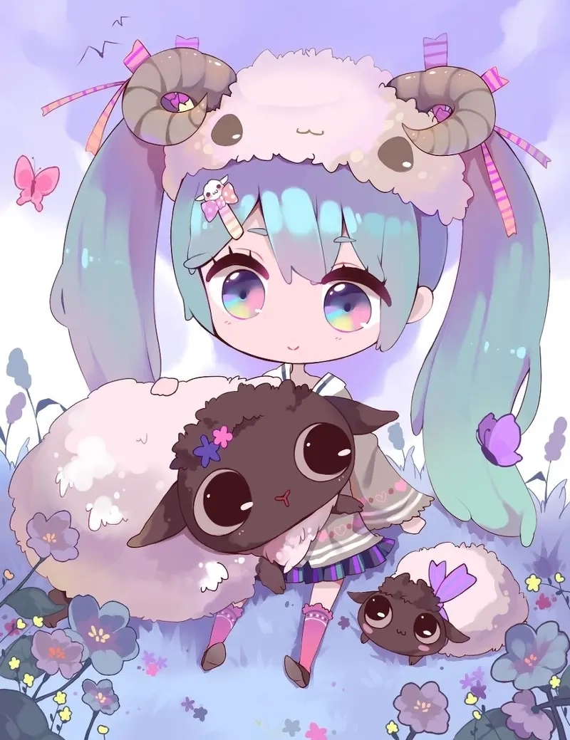 Hình nền đẹp cute chibi phong cách Hàn dễ mến