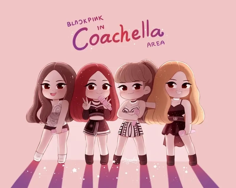 Hình nền Blackpink chibi mang phong cách idol