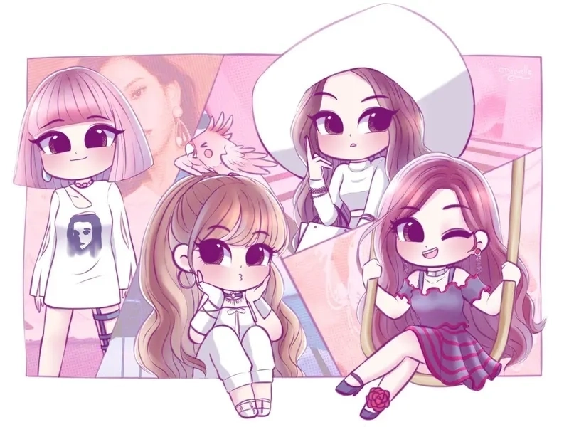 Hình nền điện thoại Blackpink chibi thần thái cực đỉnh