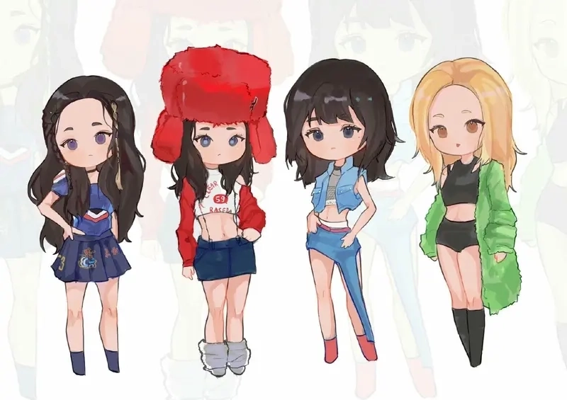 Hình nền máy tính Blackpink chibi cá tính rực rỡ