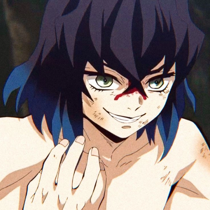 Inosuke anime cute với nụ cười thật lòng hiếm hoi