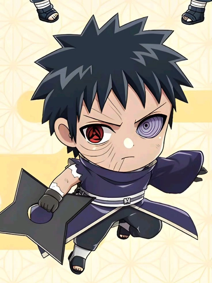 Obito chibi vẫn giữ được vẻ lạnh lùng nhưng dễ thương