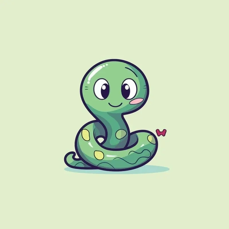 Hình vẽ con rắn chibi nhẹ nhàng và hài hước