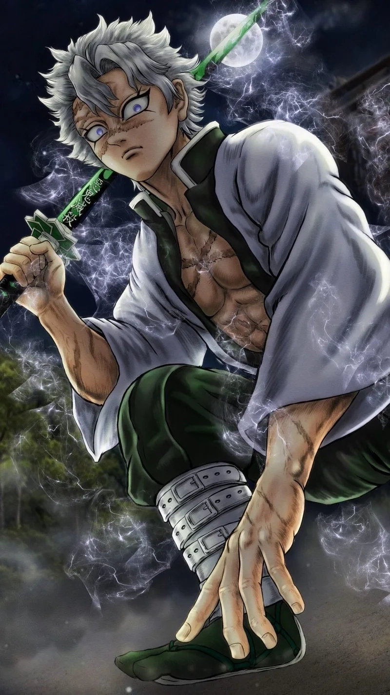 Sanemi Kimetsu nổi bật với ánh mắt quyết liệt