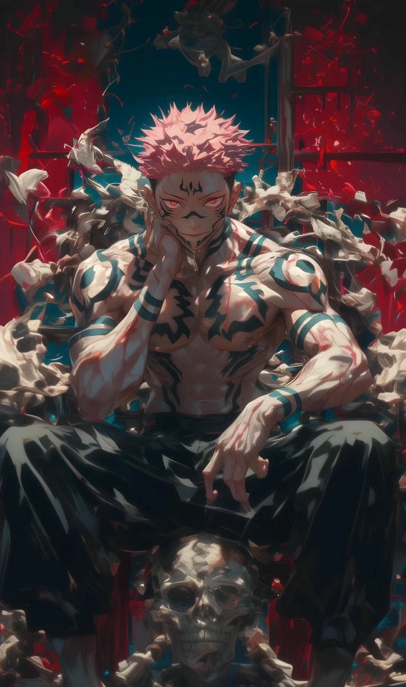 Draw Sukuna với đường nét sắc lạnh và quỷ dị